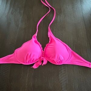 Victoria's Secret Halter Ruffle Edge Bikini Top 32DDD Hot Pink